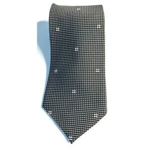 Armani Collezioni Men Neck Tie Silk Black White Geometric Jacquard Made In Italy
